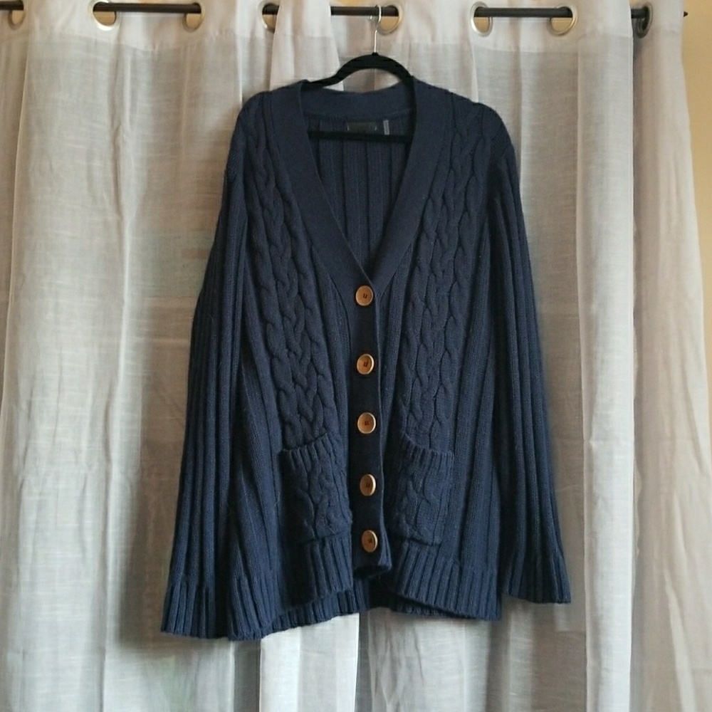 Modcloth- Navy Cablenit Cardigain Plus Size